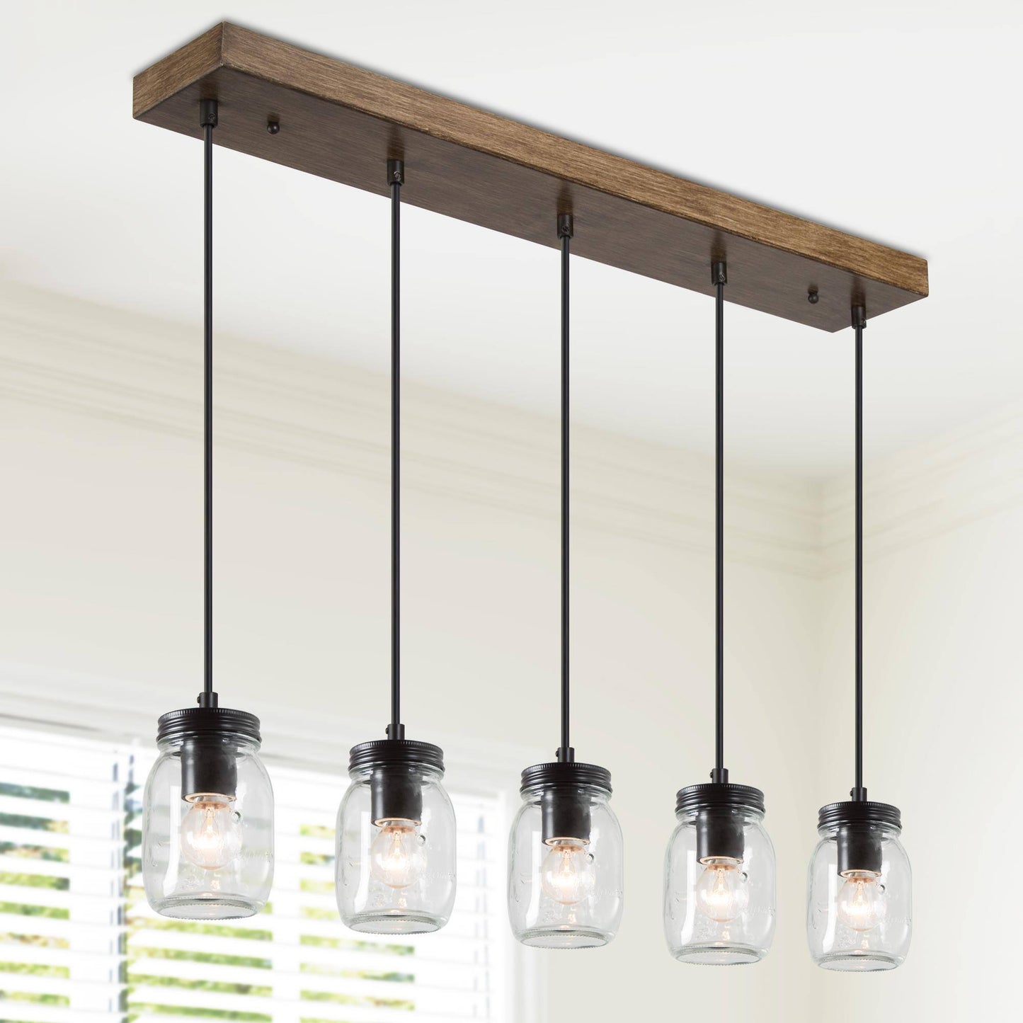 Squash 5-Light 29-in Black Farmhouse Cluster Kitchen Island Light