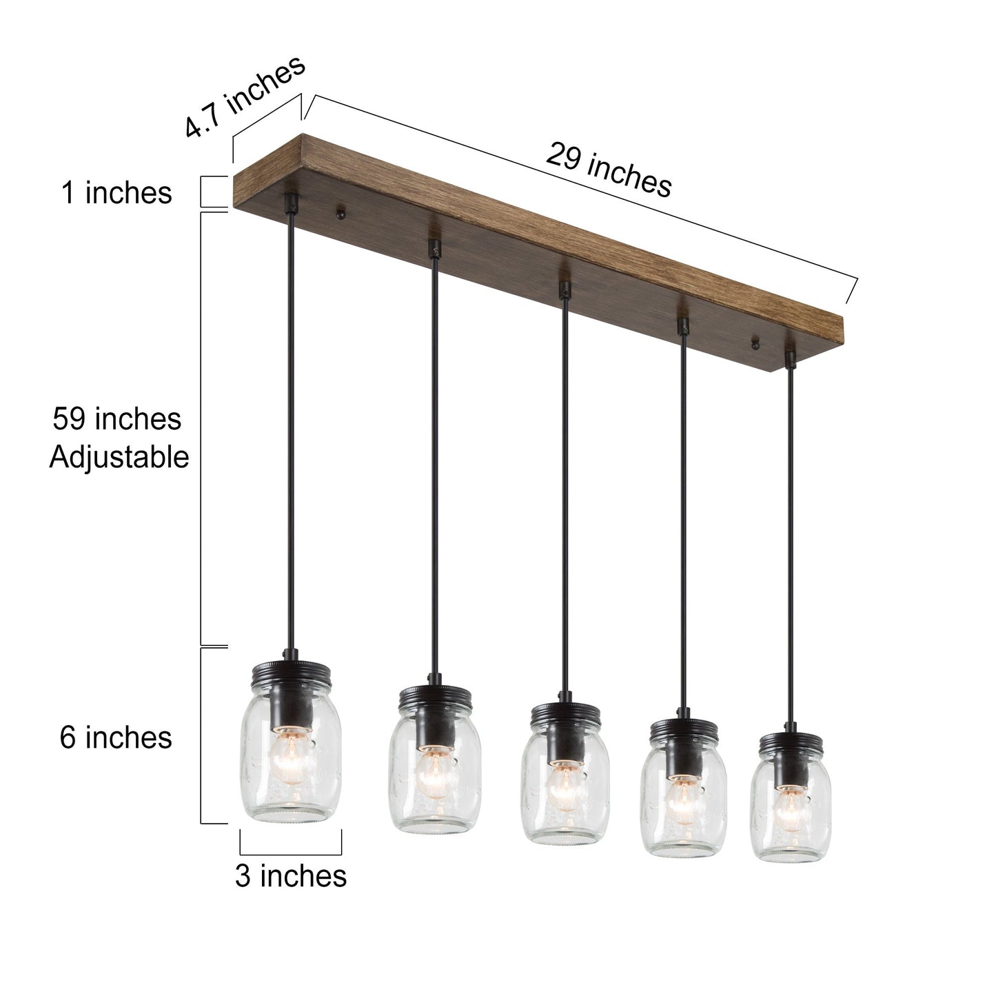 Squash 5-Light 29-in Black Farmhouse Cluster Kitchen Island Light