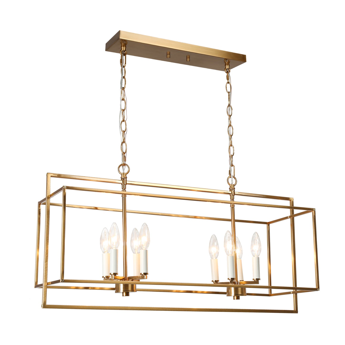 Modern 8-Light Gold Linear Island Lights Chandelier