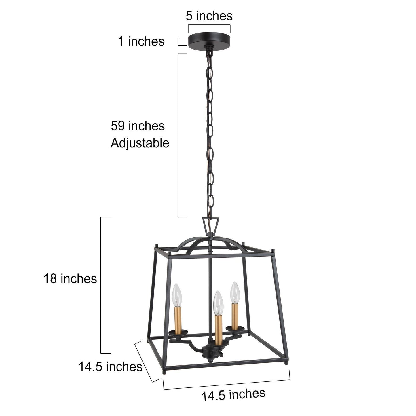 Cemithersia 3-Light Small Black Chandelier