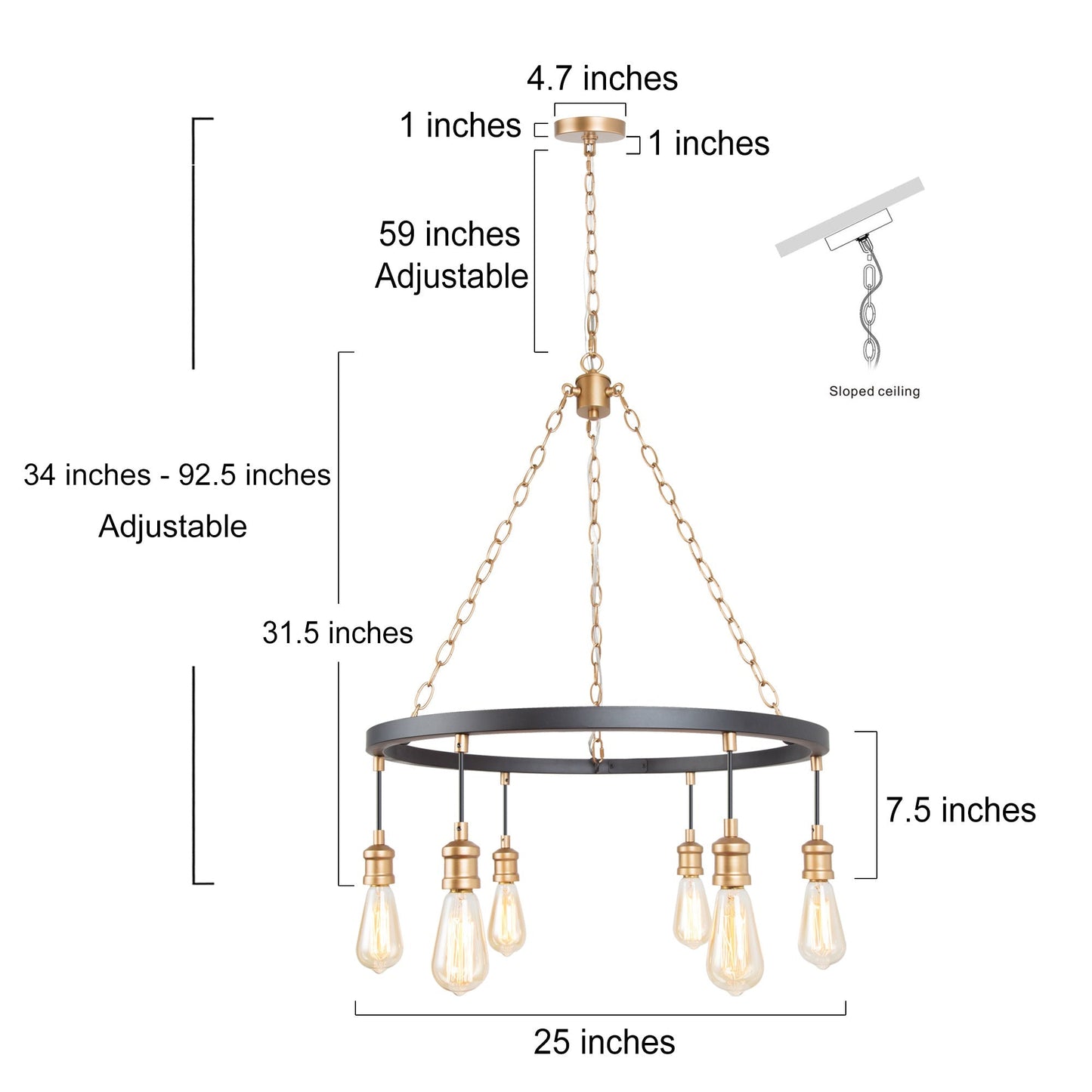 Alakenpa 6-Light Medium Black Chandelier