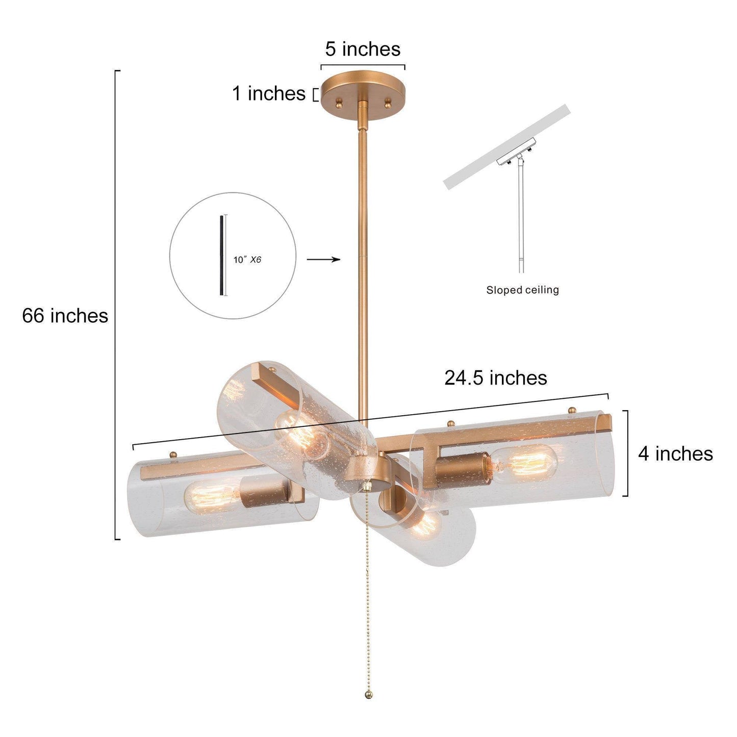 Tethysia 4-Light Medium Gold Chandelier