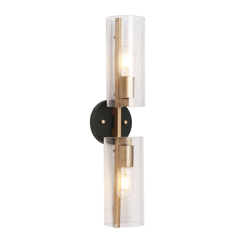 Tethysia 2-Light Modern Black and Gold Seeded Glass  Wall Sconce