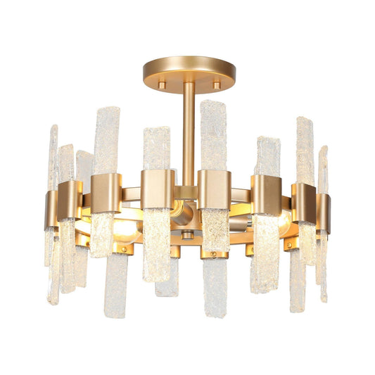 Tethysia 3-Light Small Gold Semi-Flush-Mount Light