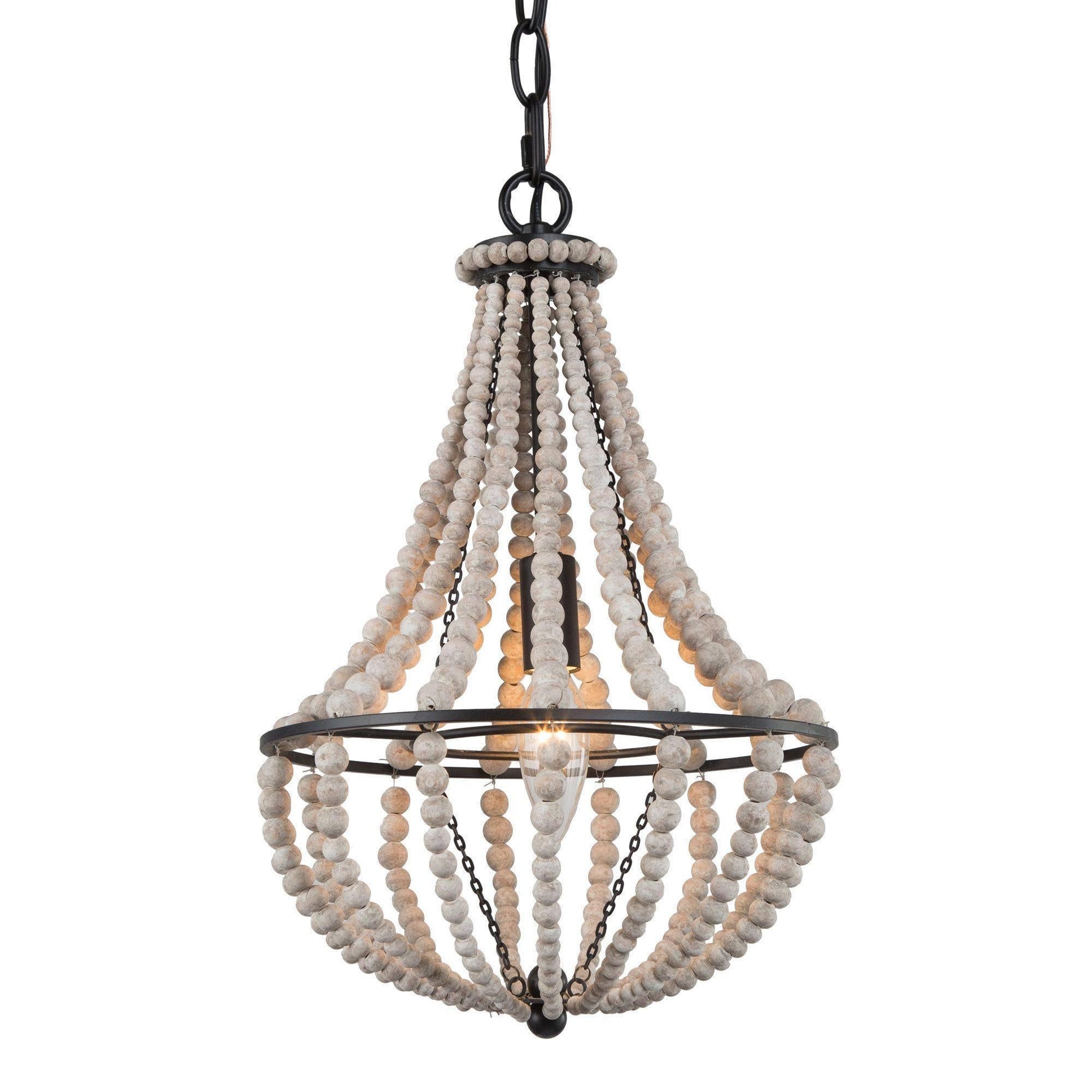 1-Light Wood Beaded Mini Chandeliers - Belles Lighting