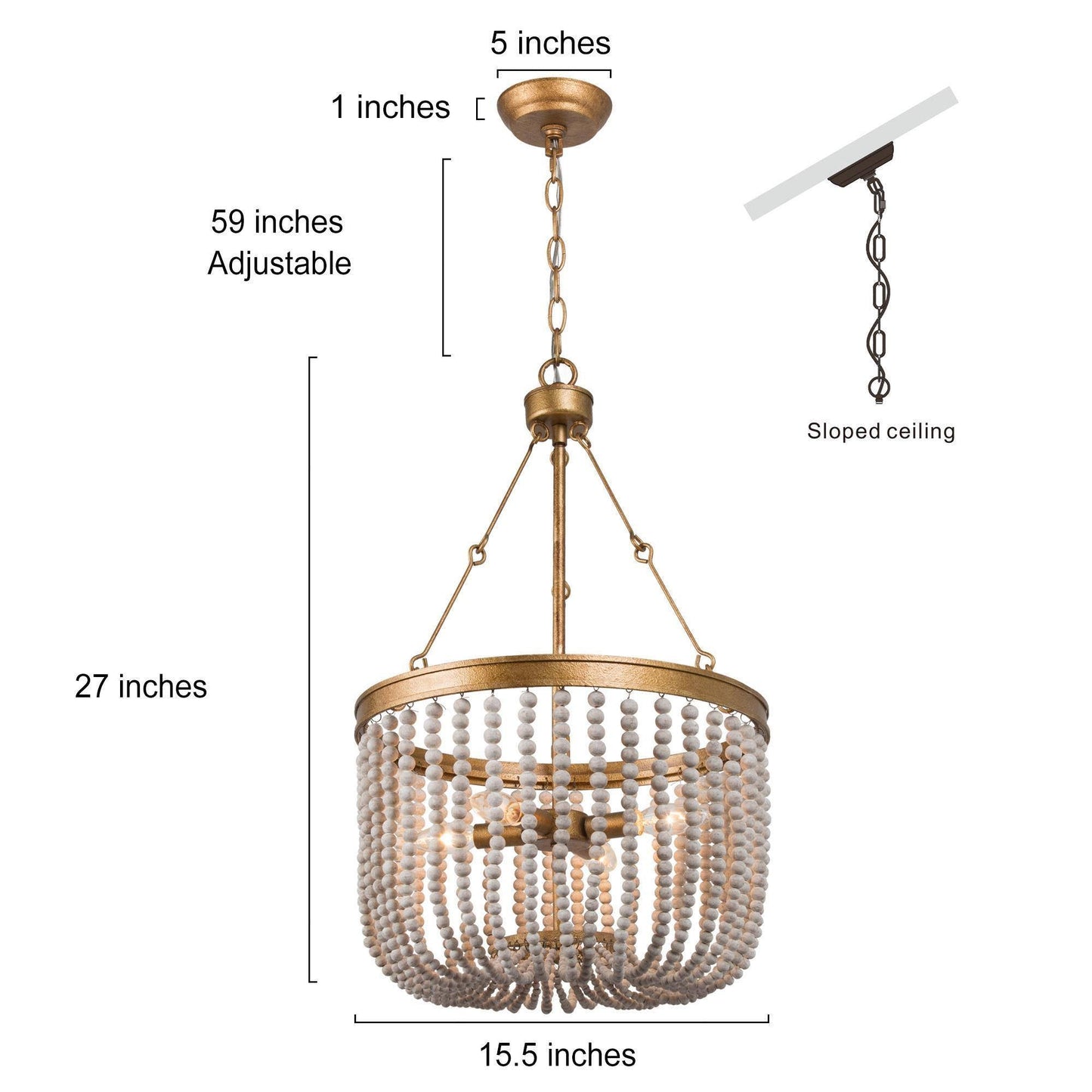 Lanstidiyma 4-Light Small Gold Chandelier