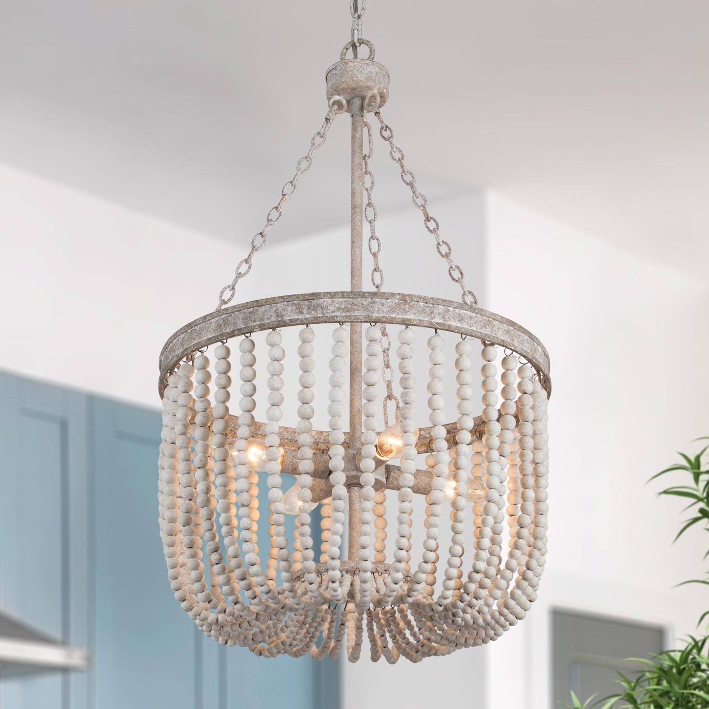 Lanstidiyma 4-Light Small White Chandelier