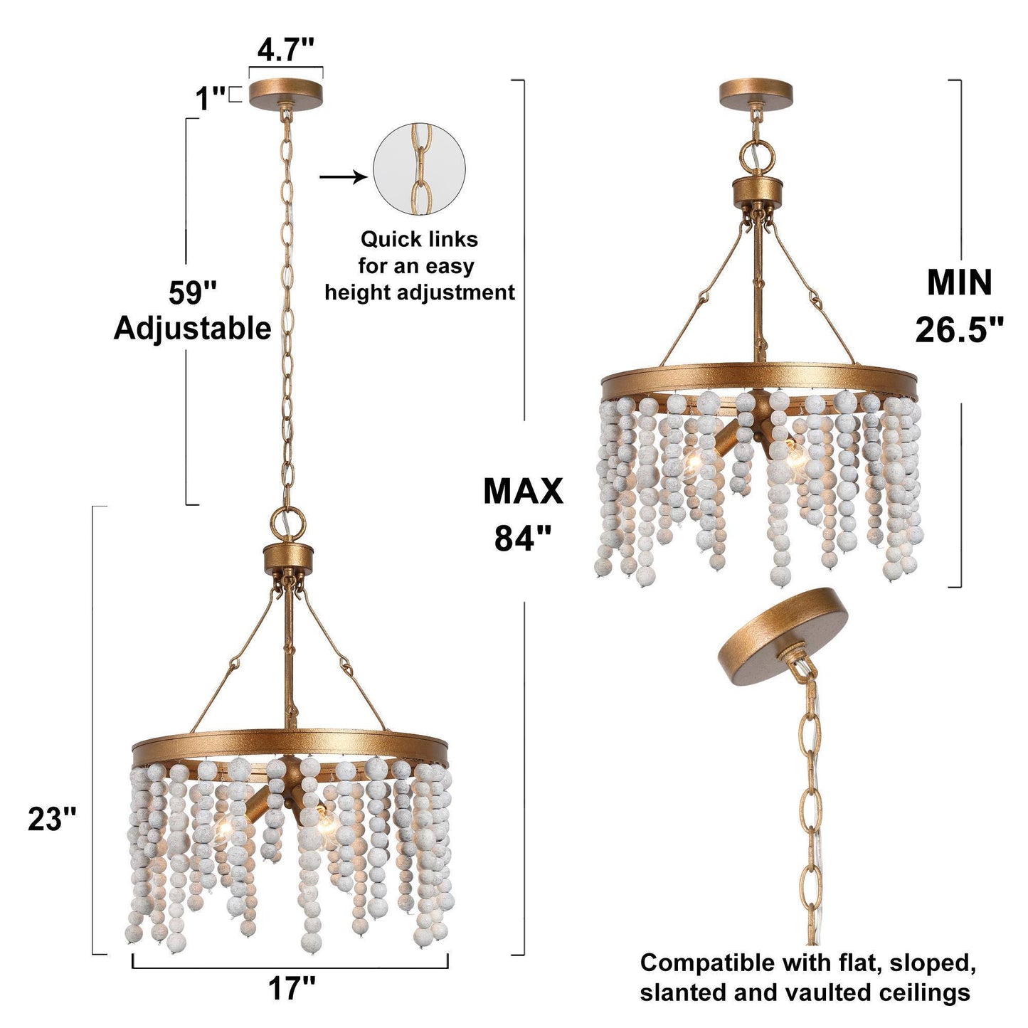 Rutilar 3-Light Small Gold Chandelier