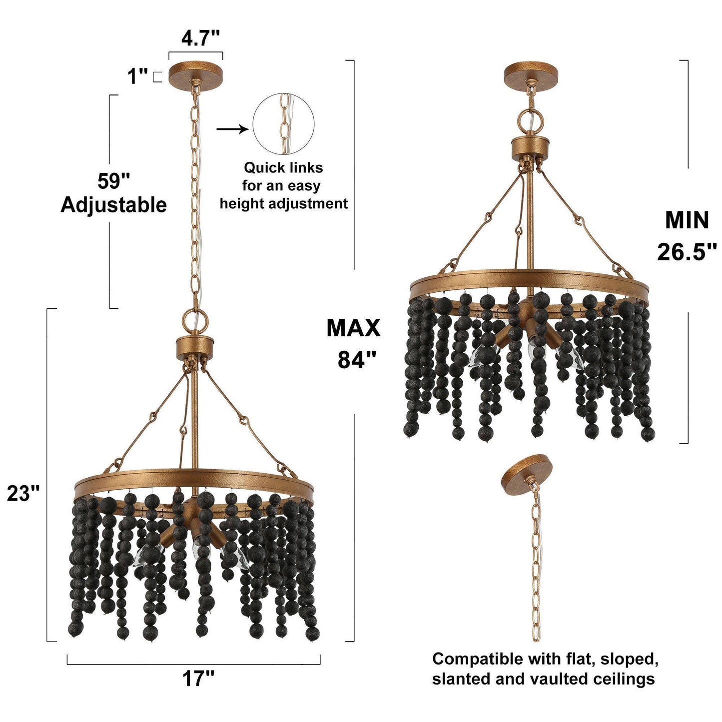 Rutilar 3-Light Small Gold Chandelier