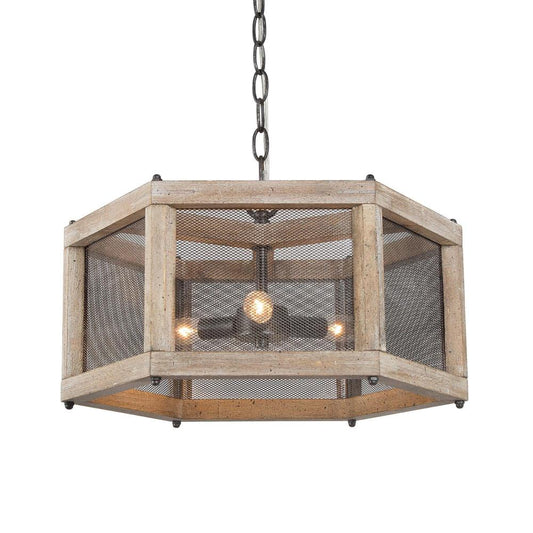 3-Light Small Wood Chandelier