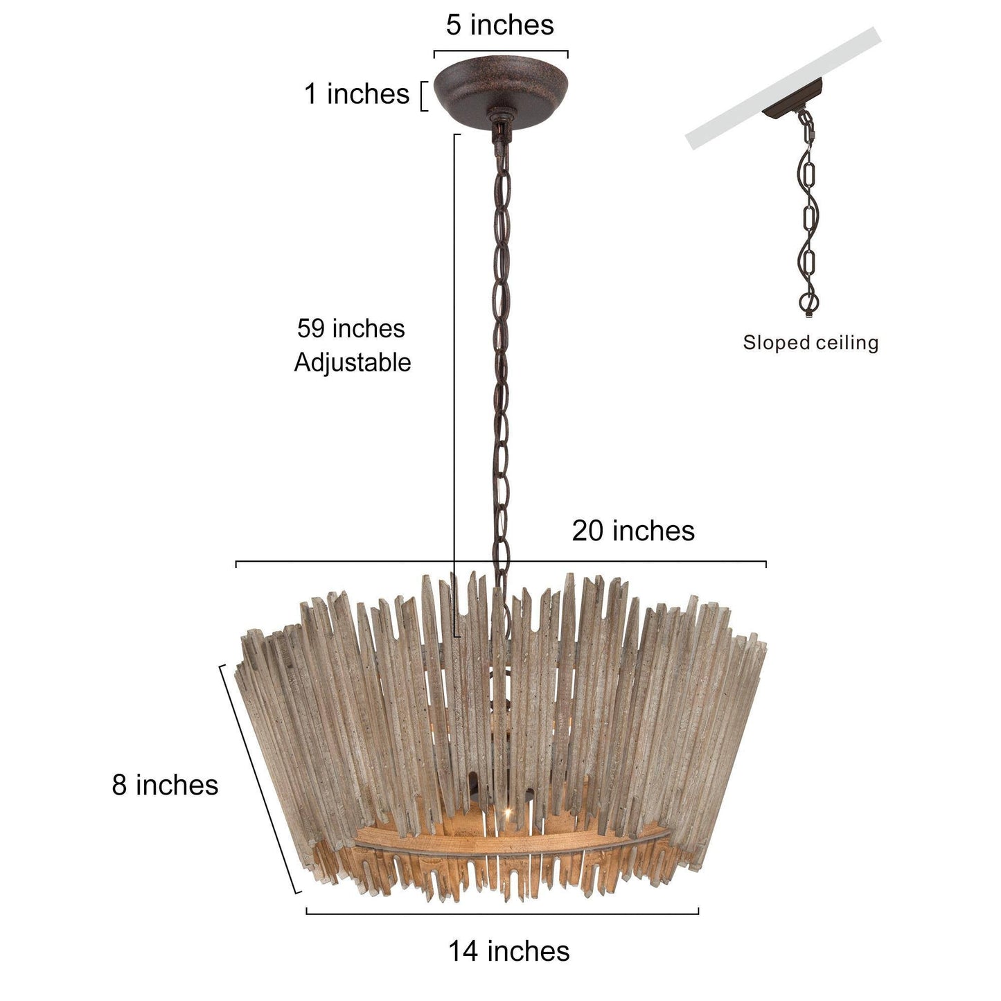 Agricsdle 3-Light Small Wood Chandelier