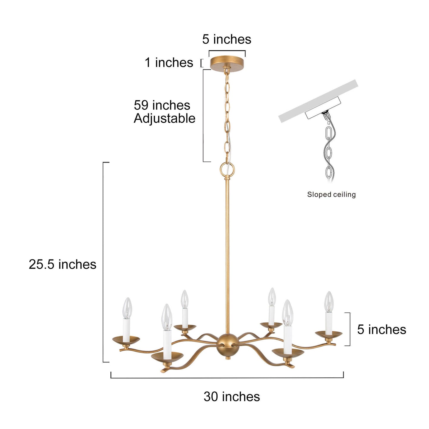 Cemithersia 6-Light Large Gold Chandelier