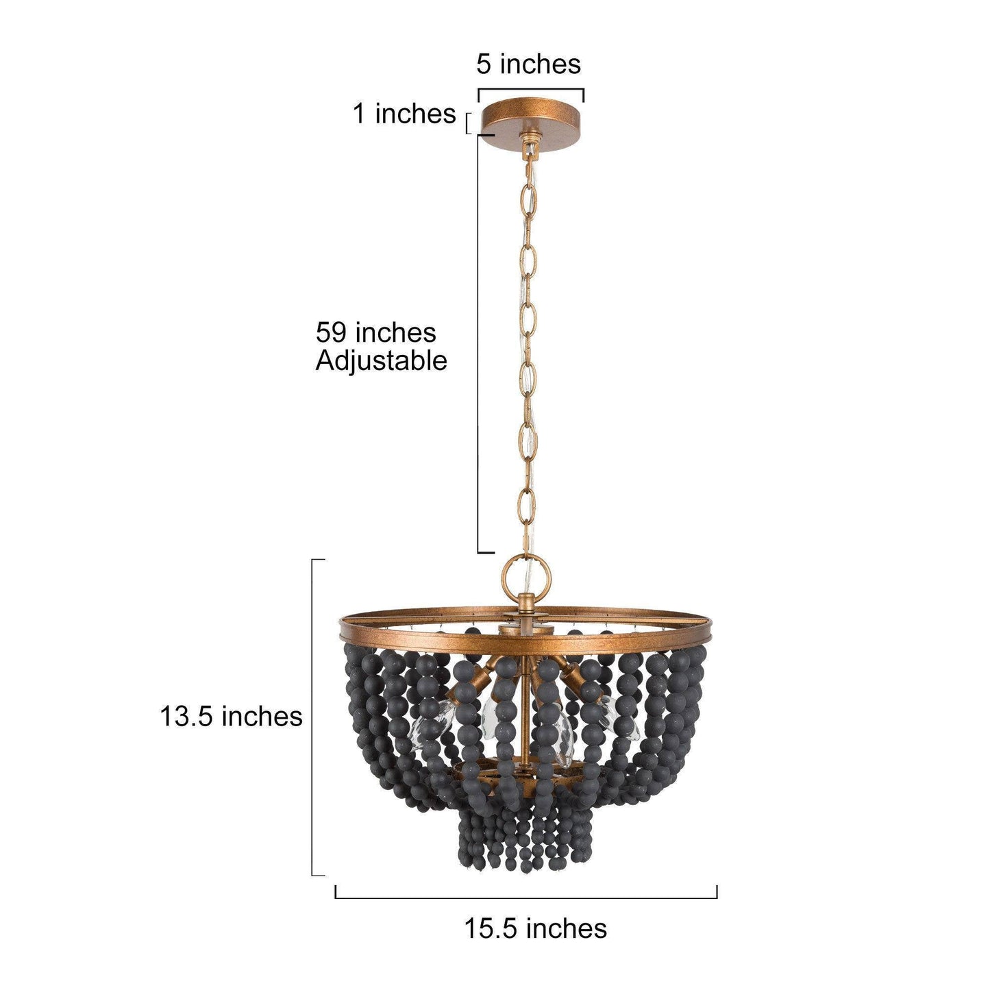 Cassandralic 4-Light Small Black Chandelier