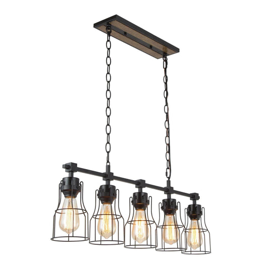 Picuka 5-Light 32-in Black Farmhouse Linear Kitchen Island Light