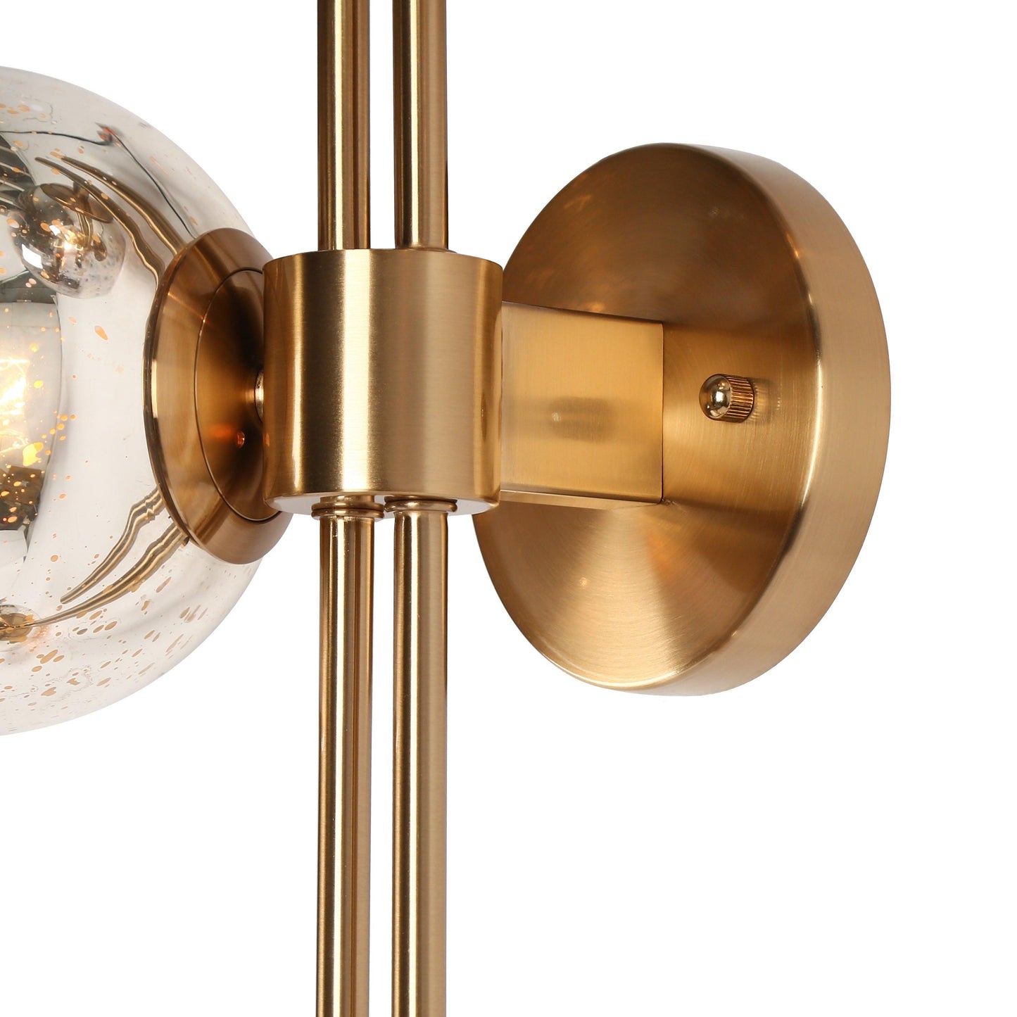 3-Light Brass Wall Lamp with Mercury Glass Shade - Belles Lighting