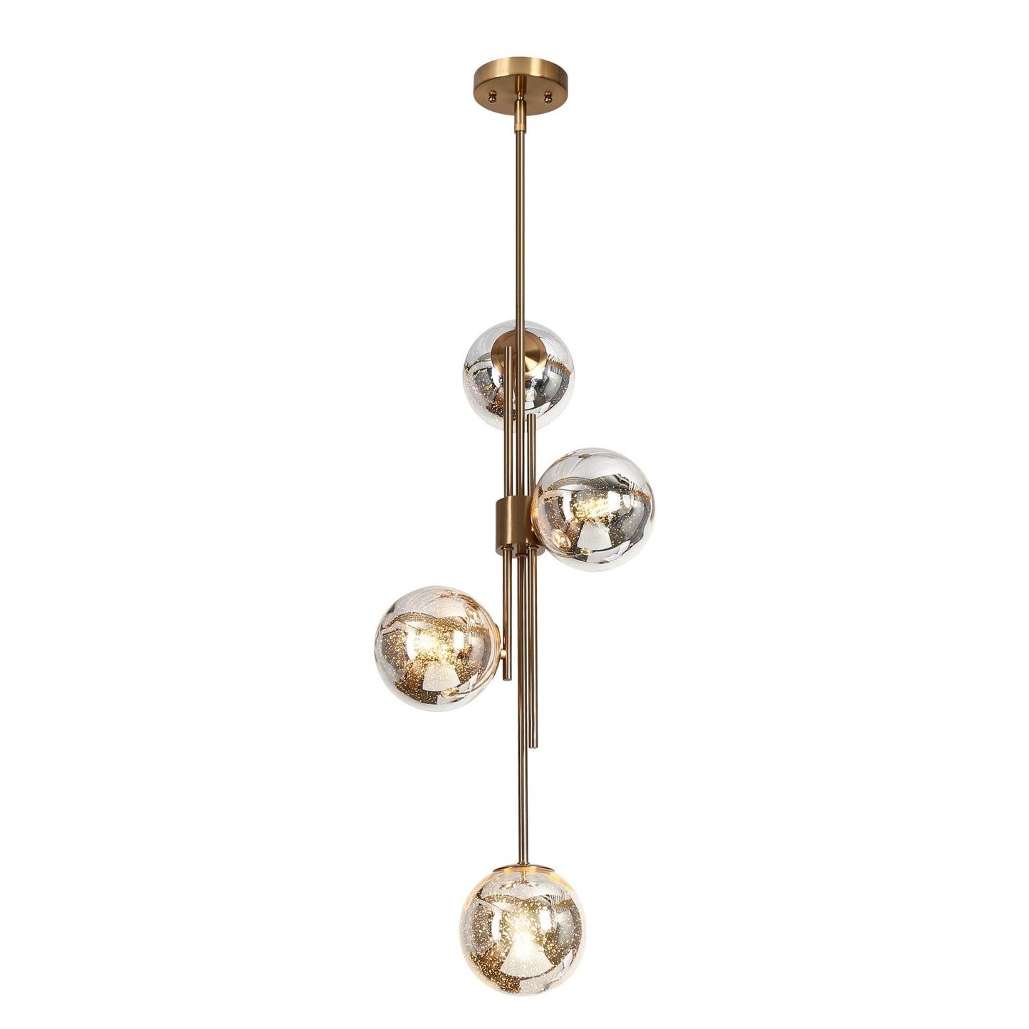 4-Light Mercury Glass Chandelier for Kitchen Island - Belles Lighting