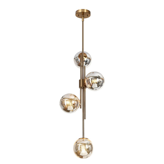 4-Light Mercury Glass Chandelier for Kitchen Island - Belles Lighting