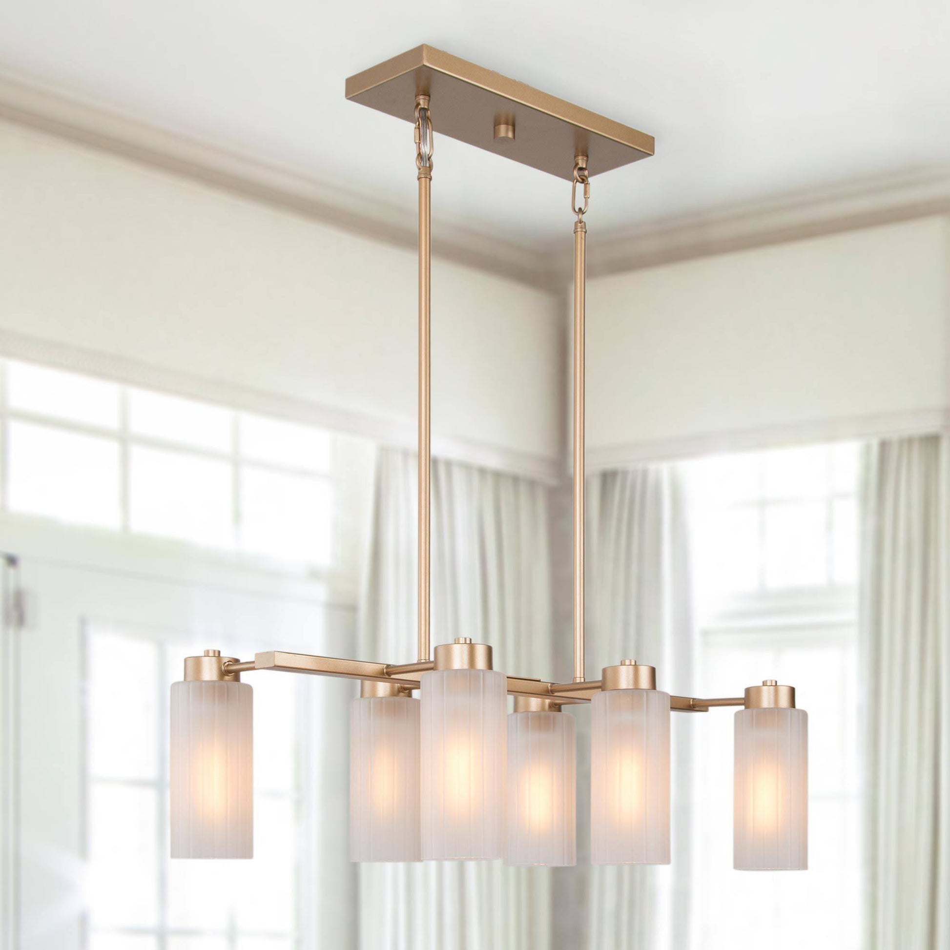 Pennatulacea 6-Light 24.5-in Gold Modern Linear Kitchen Island Light