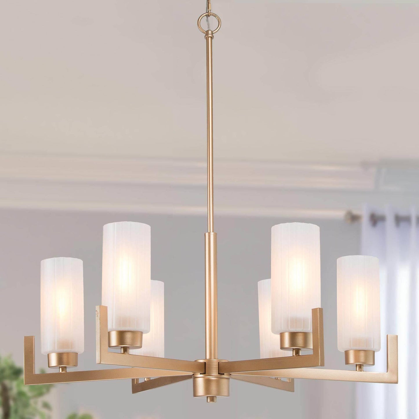 Pennatulacea 6-Light Large Gold Chandelier