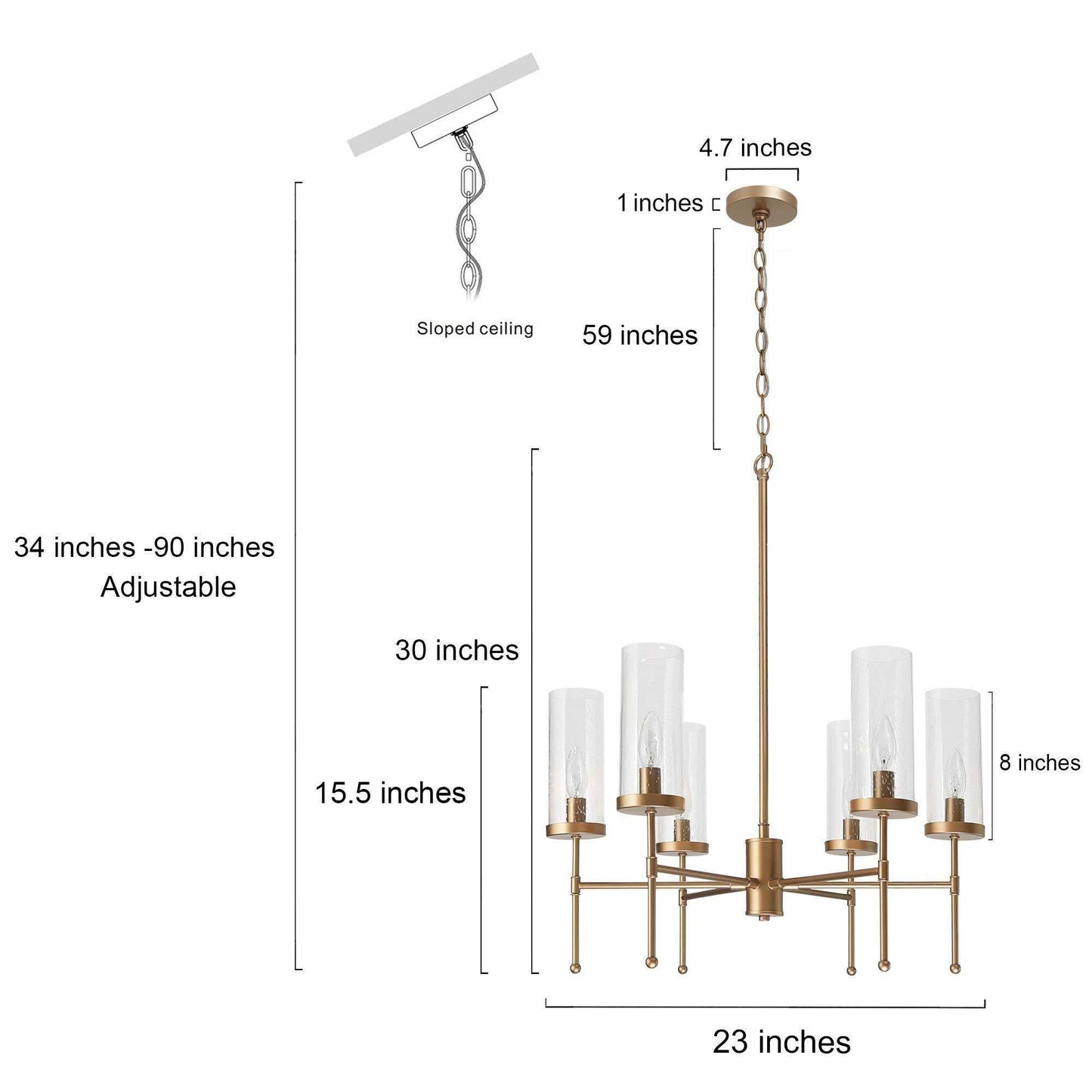 Leptogorgia 6-Light Medium Gold Chandelier