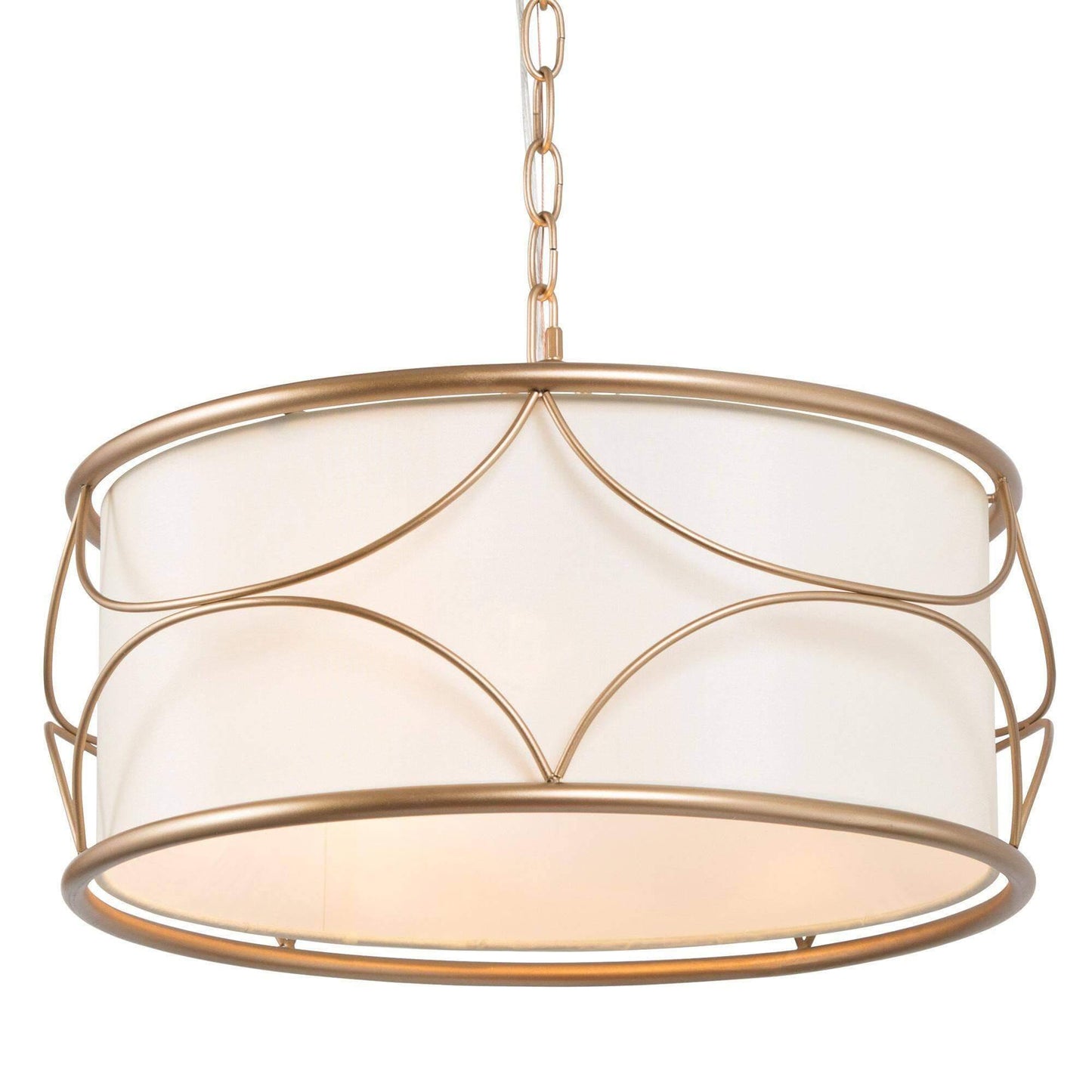 3-Light Chandeliers Gold with Fabric Shade - Belles Lighting