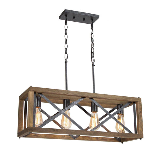 Rustic 4-Light Farmhouse Linear Island Lights Chandelier