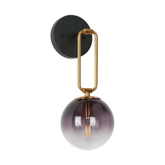 Nymphaea 1-Light Black and Gold Globe Colored Glass Wall Sconces