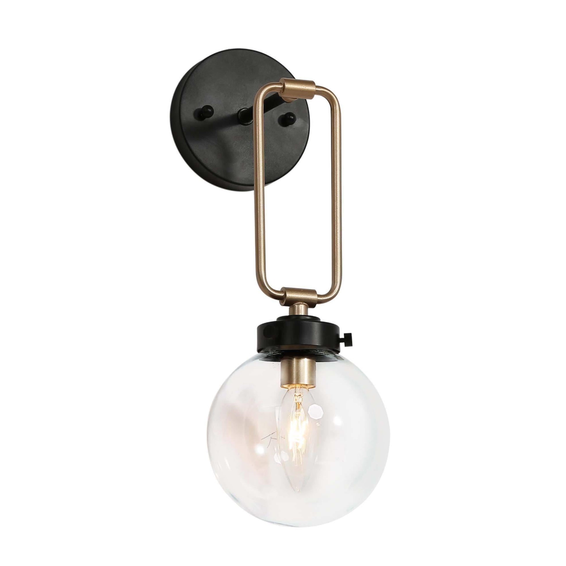 Gary 1-Light Modern Black and Gold Globe Glass Wall Sconces