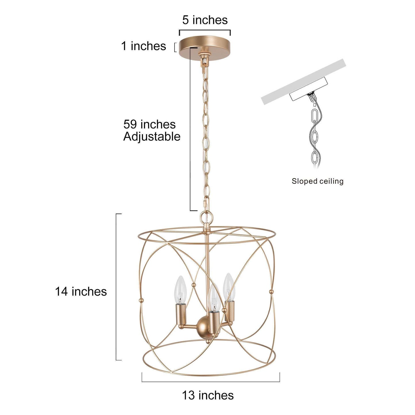 Unelefante 3-Light Mini Gold Chandelier