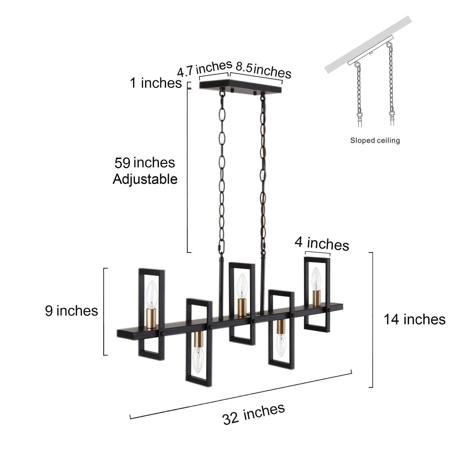 Hengrava 5-Light Large Black Chandelier