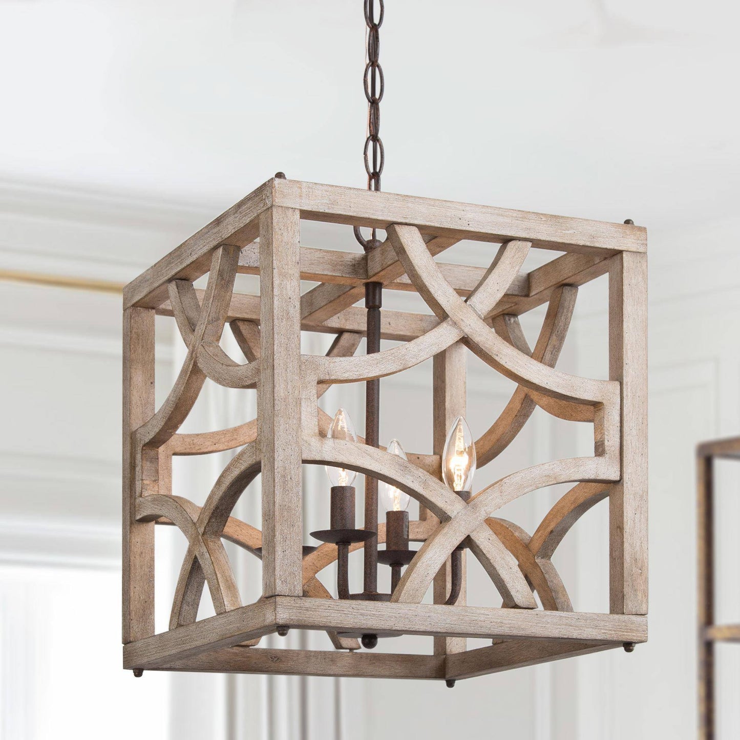 Elderflower 4-Light Small Wood Chandelier