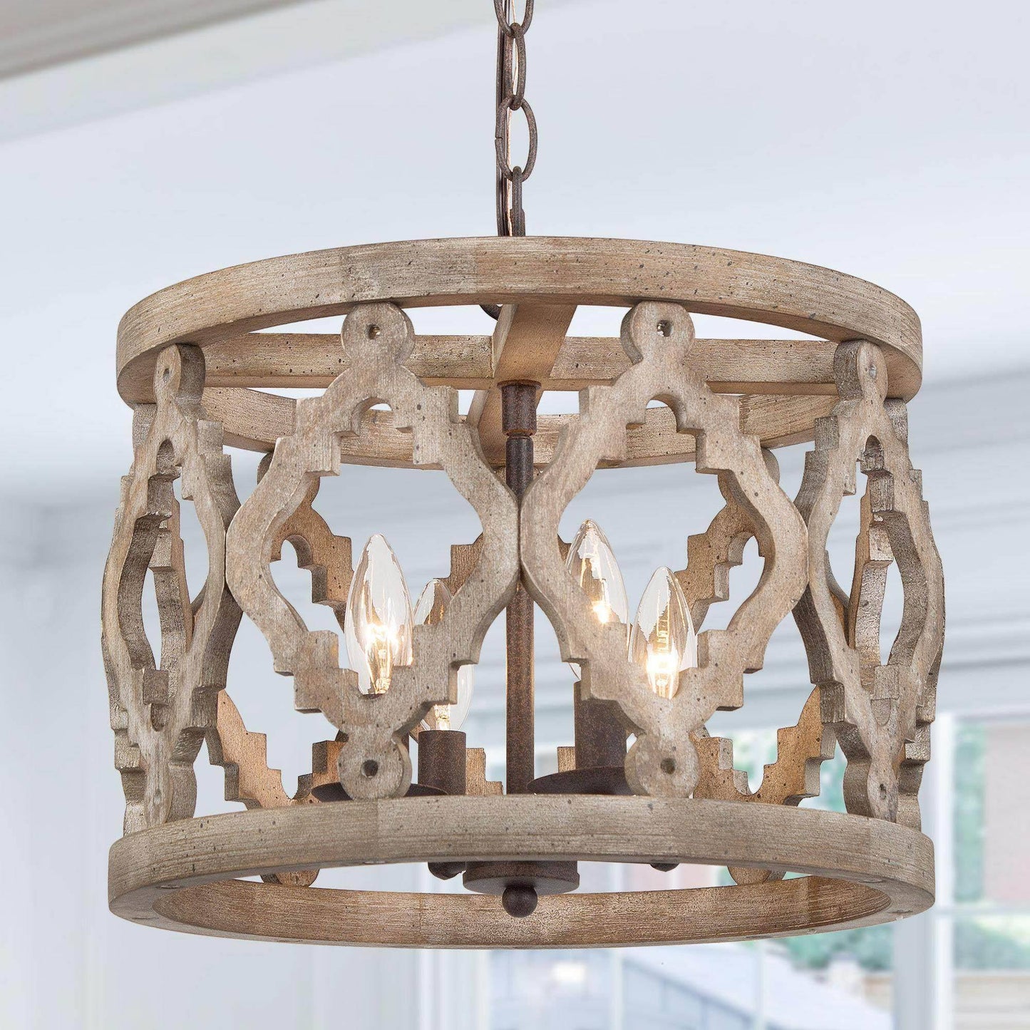 Deladykir 4-Light Small Wood Chandelier