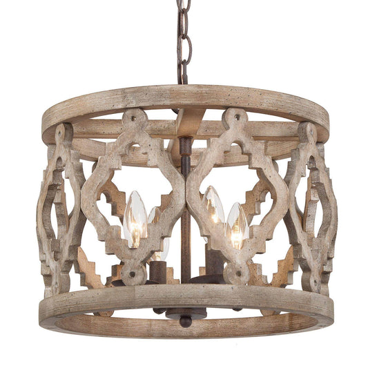 Deladykir 4-Light Small Wood Chandelier