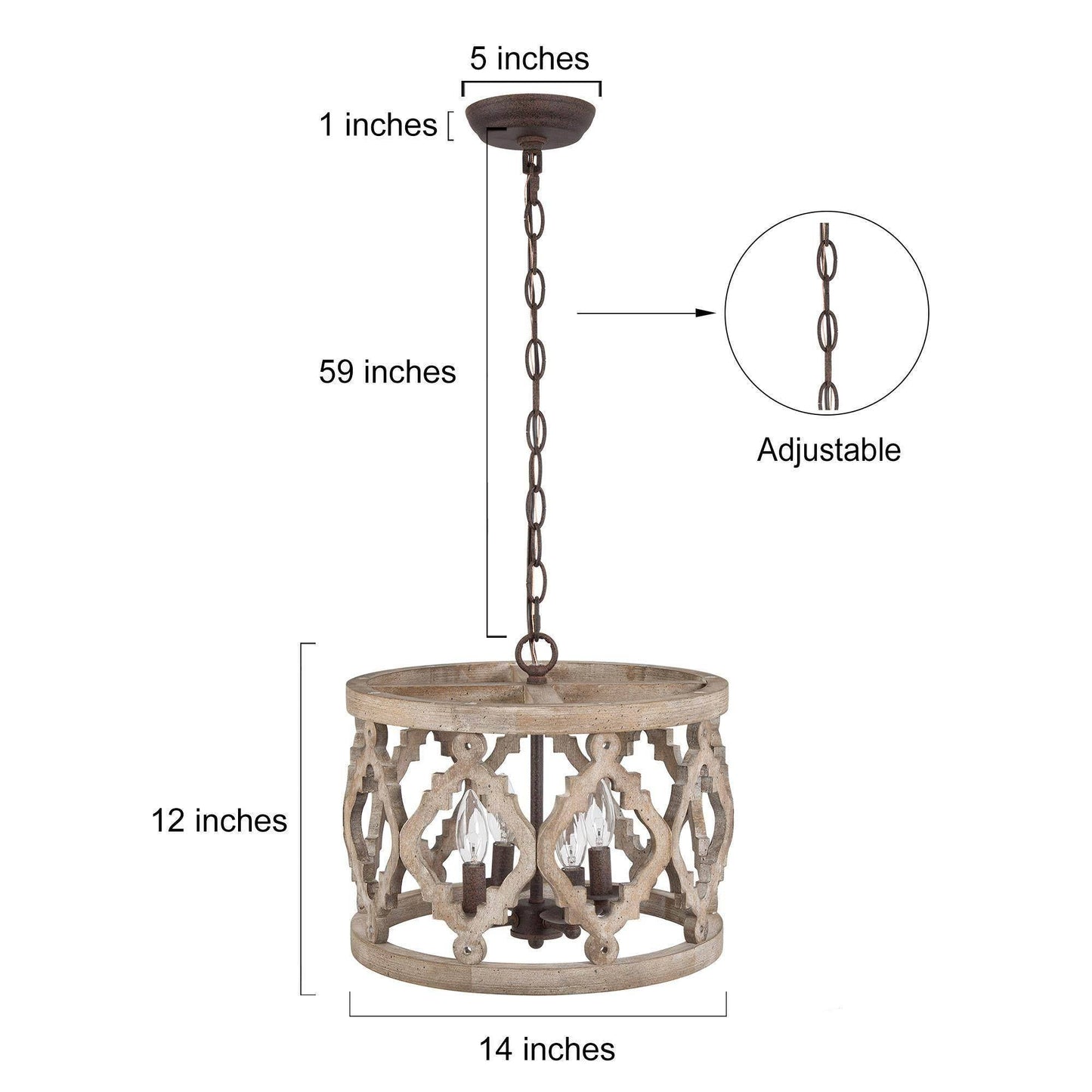 Deladykir 4-Light Small Wood Chandelier