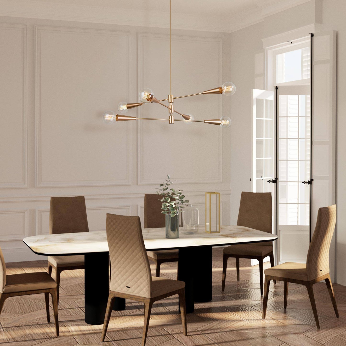 Unelefante 6-Light Large Gold Chandelier