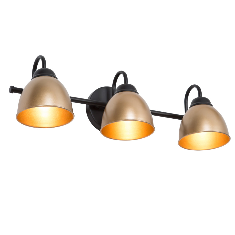 3-Light Black and Gold Vanity Light