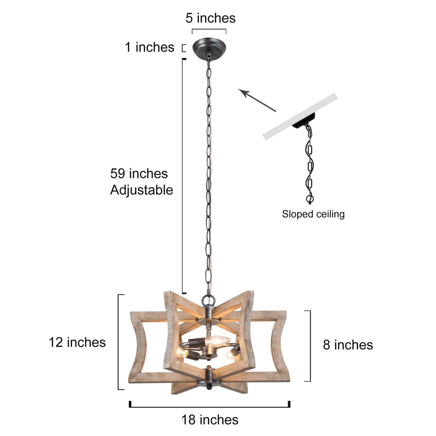 Moracullars 3-Light Small Wood Chandelier