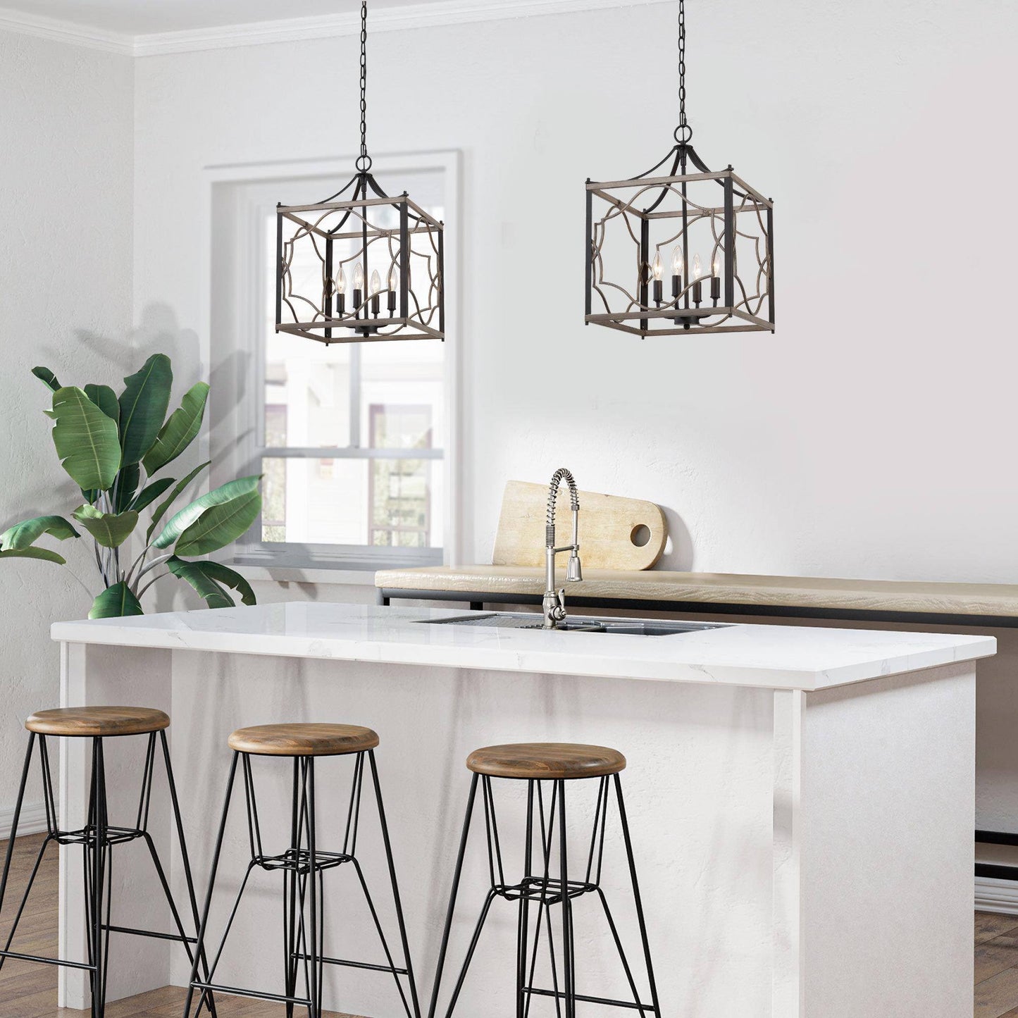 Paeonia 4-Light Small Black Chandelier