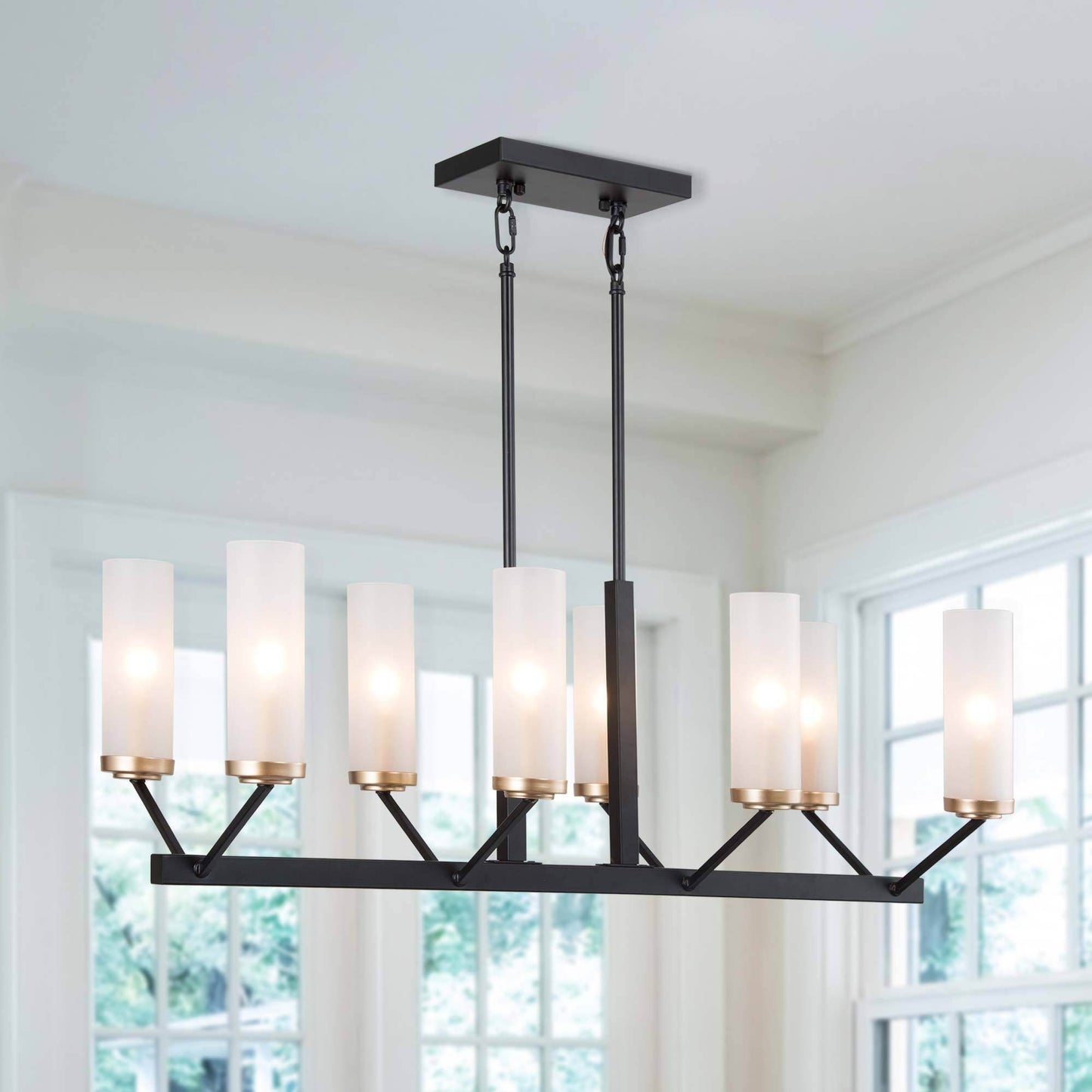 Chalksticks 8-Light 31.5-in Black Modern Linear Kitchen Island Light