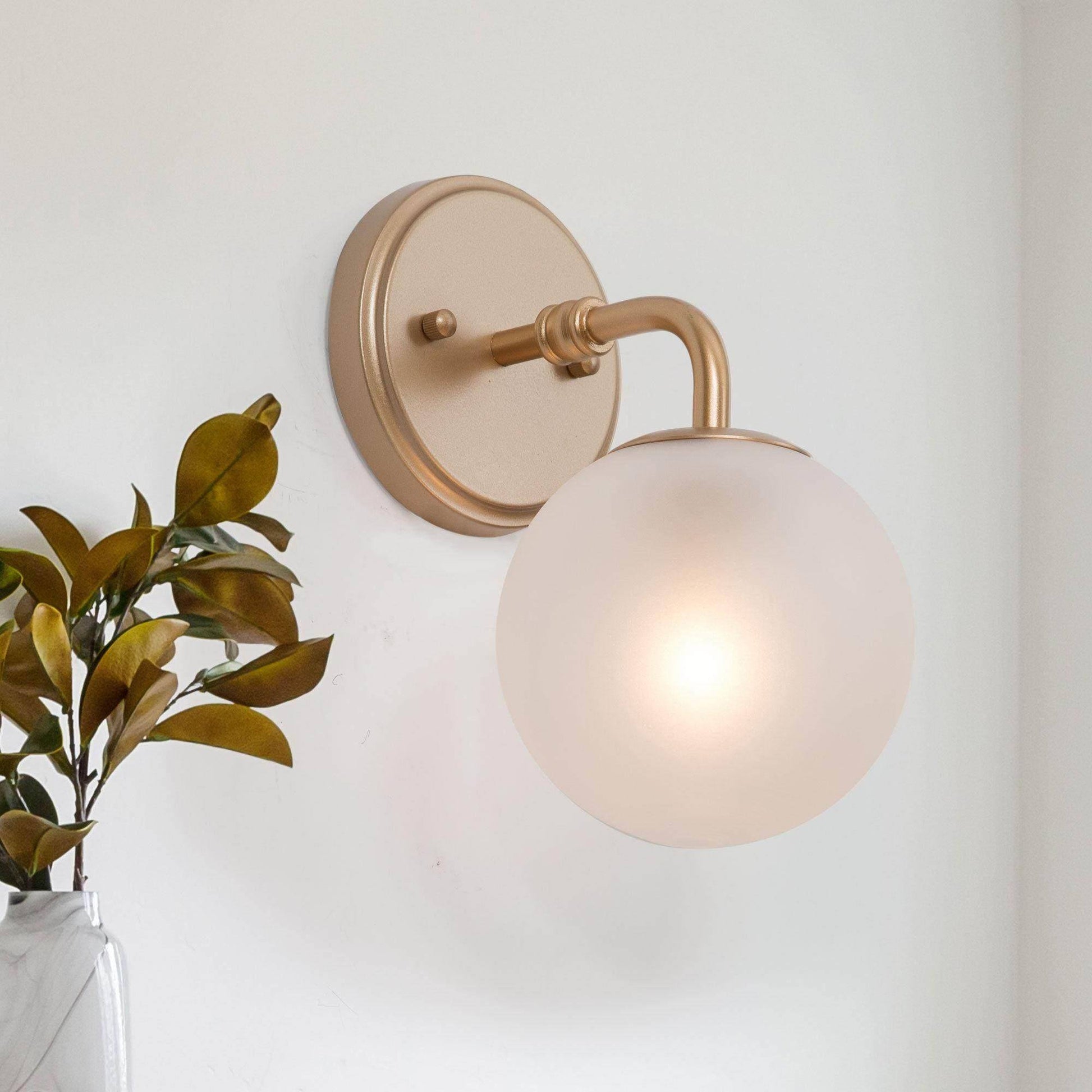 Thalictrum 1-Light Modern Gold Globe Frosted-Glass Wall Sconces