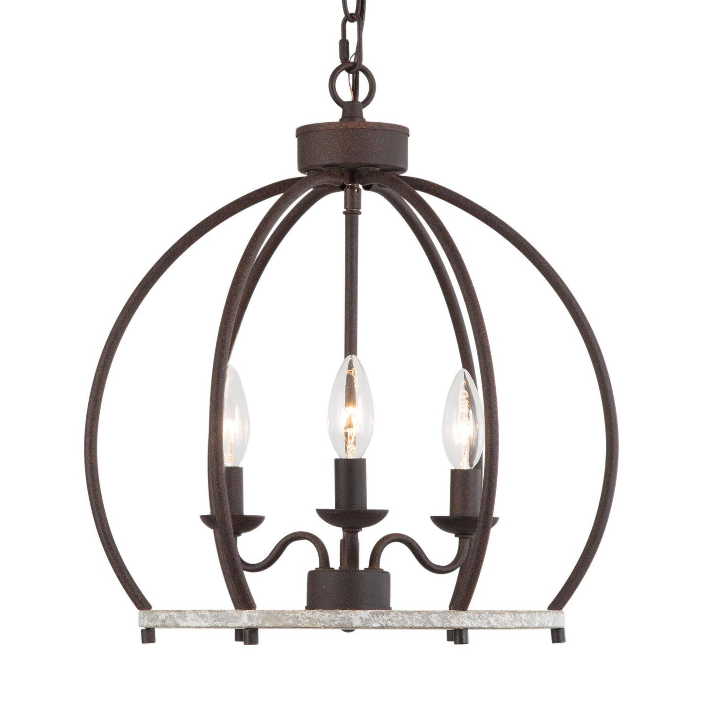 Rustic 3-Light Bronze Dome Chandelier with Open Frame