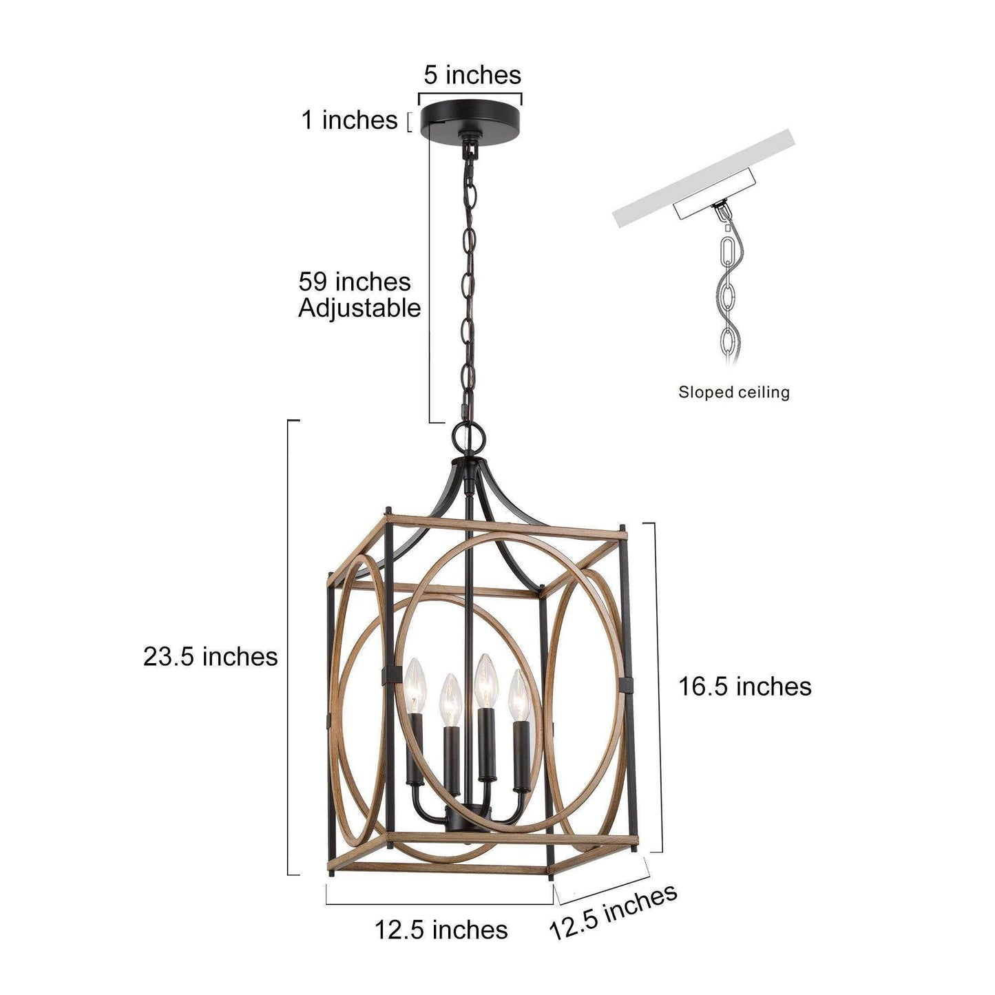 Hutchisson 4-Light Mini Black Chandelier