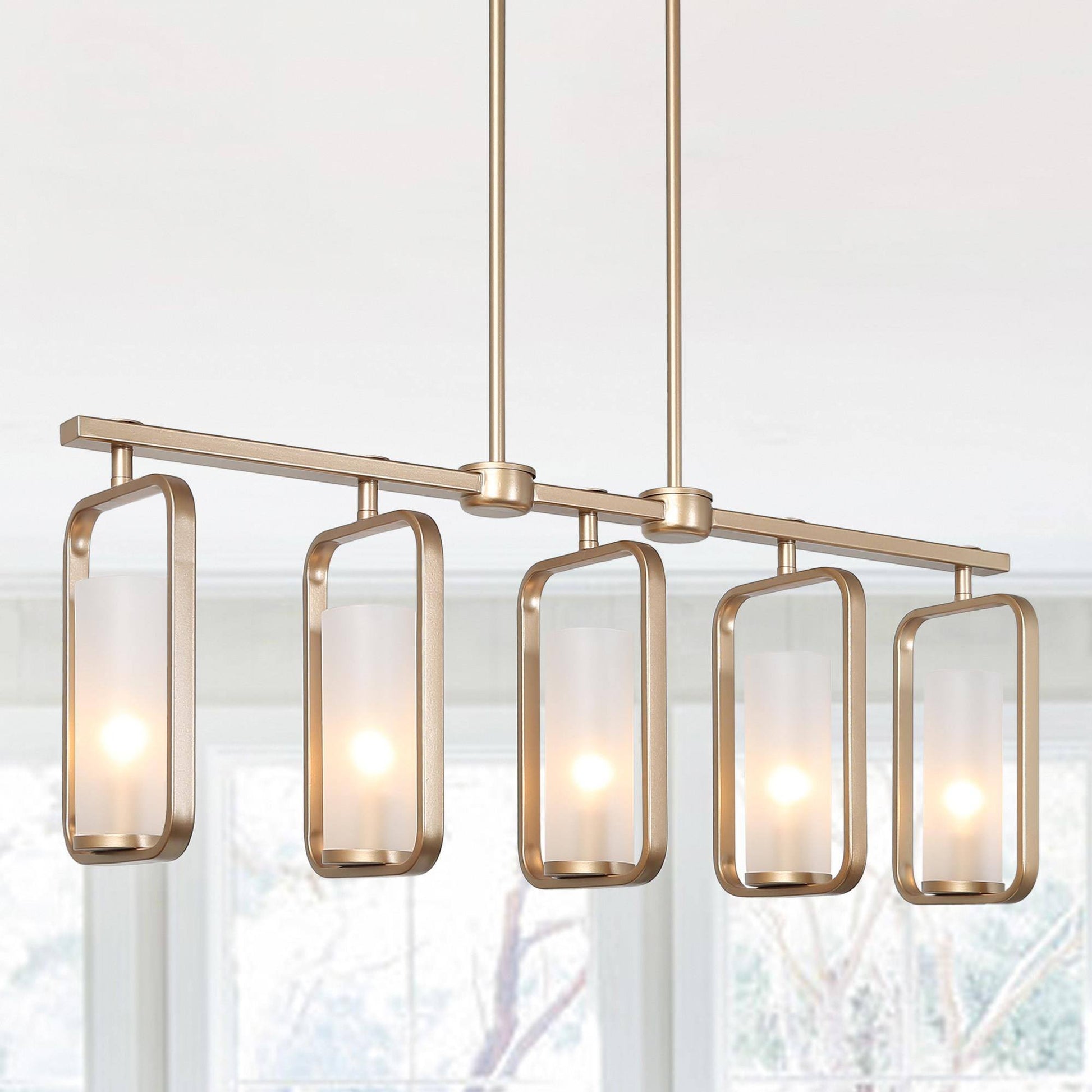 Xylinthia 5-Light 29.5-in Gold Modern Linear Kitchen Island Light