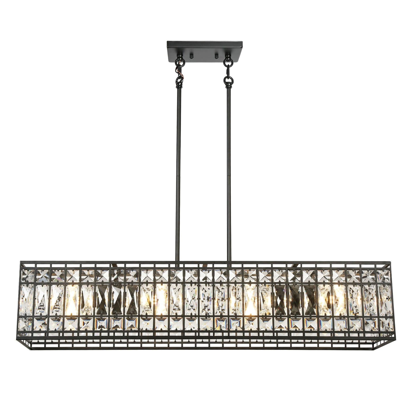 4-Light Crystal Black Kitchen Island Chandeliers - Belles Lighting