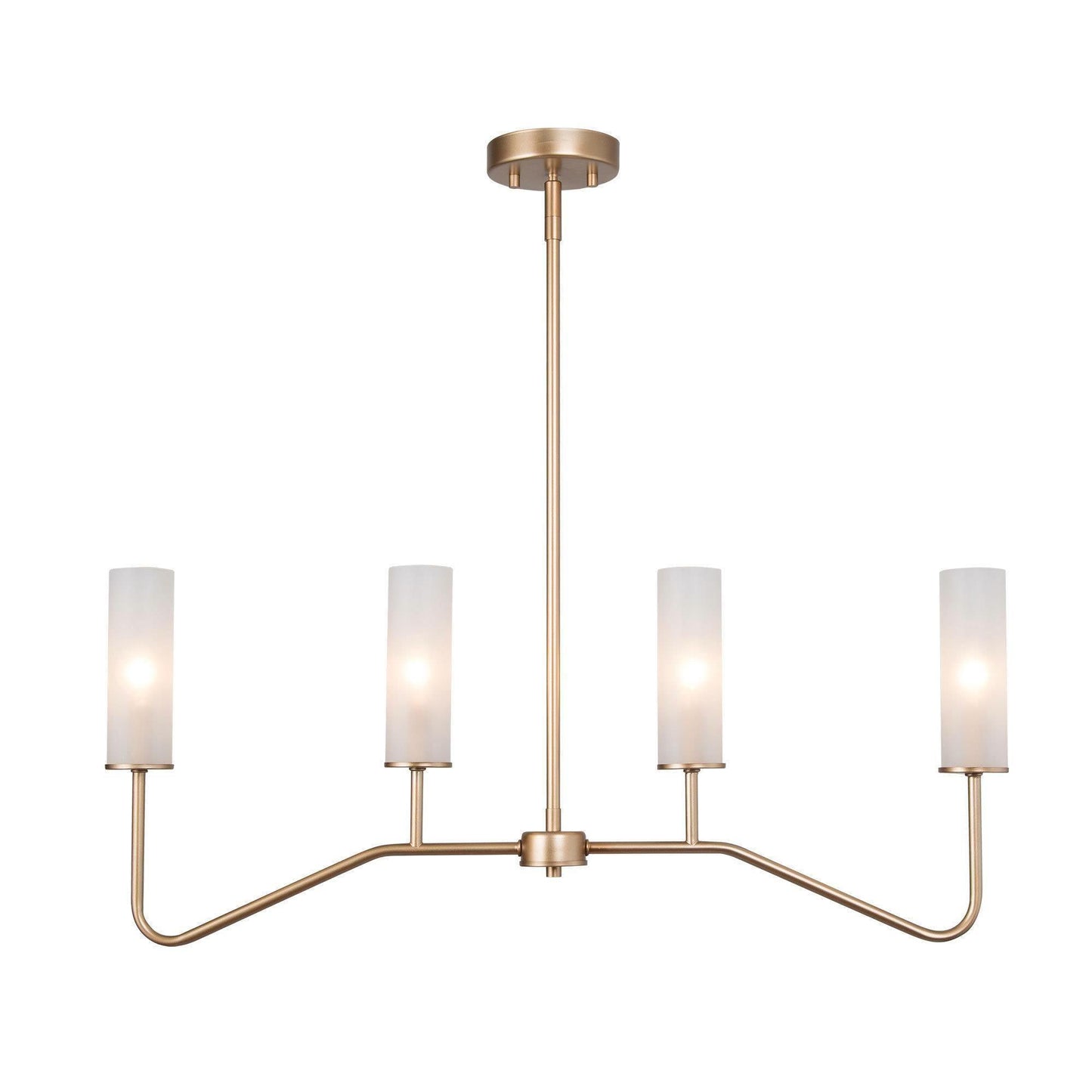 4-Light Modern Island Chandelier Lights with Frosted Glass Shade - Belles Lighting