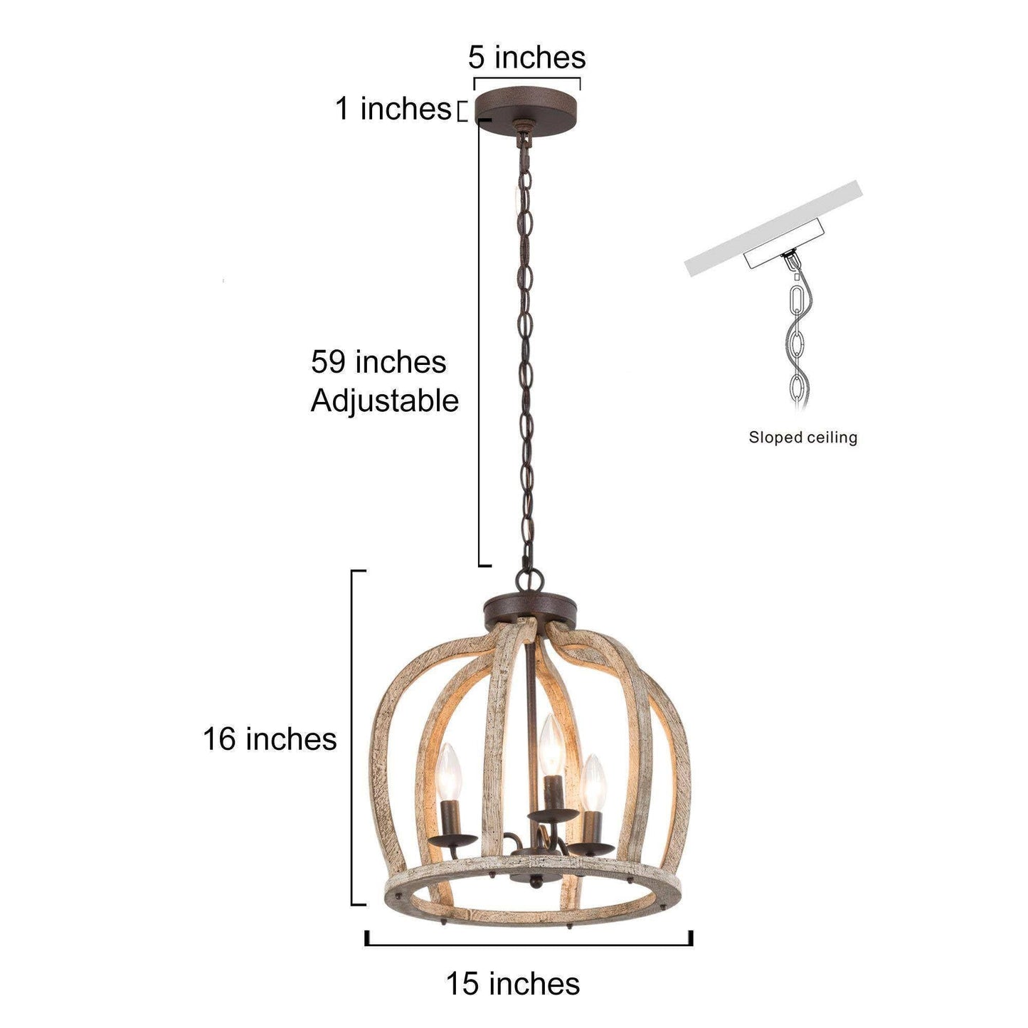 Alderfell 3-Light Small Wood Chandelier