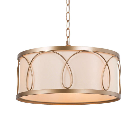 Modern 3-Light Gold Chandeliers with Fabric Shade - Belles Lighting