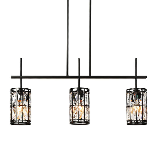 Chispa 3-Light 31.5-in Black Modern Linear Crystal Kitchen Island Light