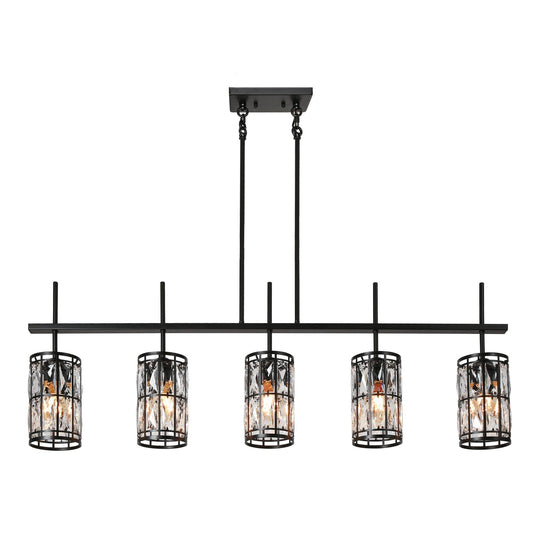 Chispa 5-Light 45-in Black Modern Linear Crystal Kitchen Island Light