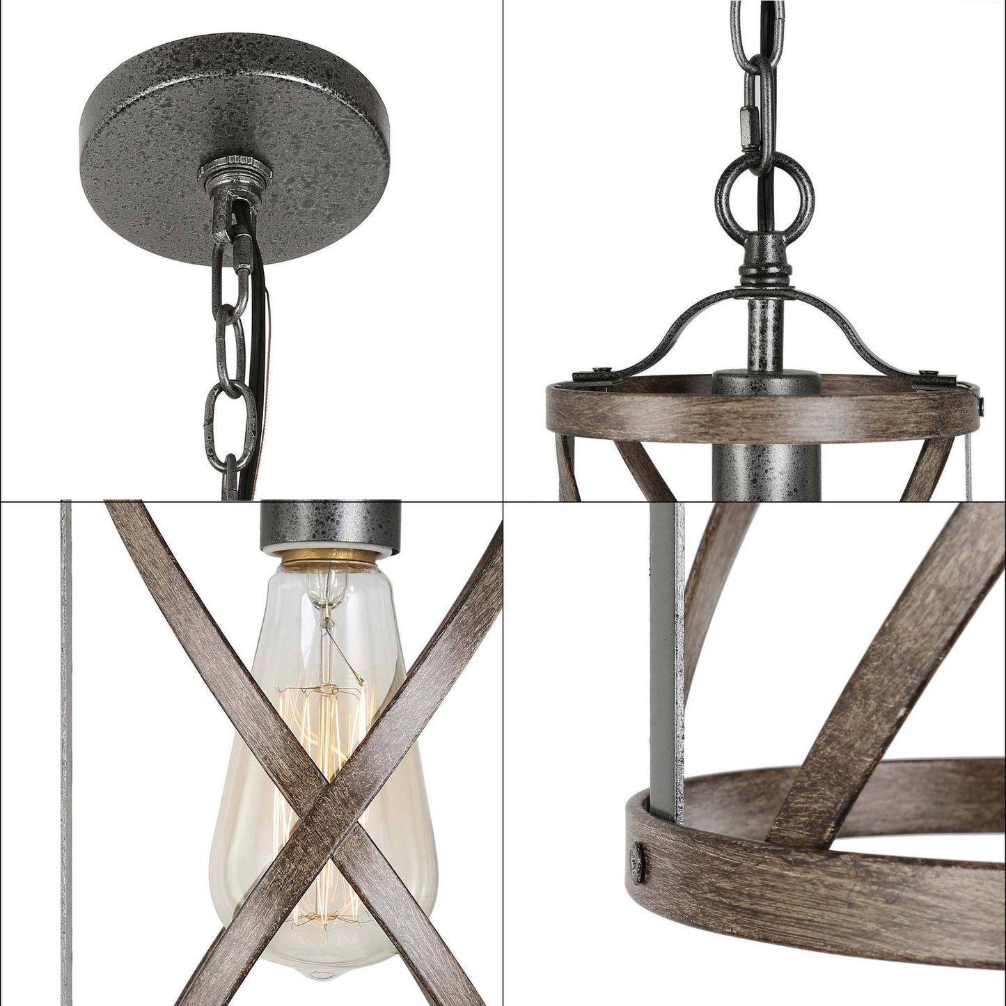 Houmi 1-Light Mini Wood Farmhouse Pendant Light Fixtures